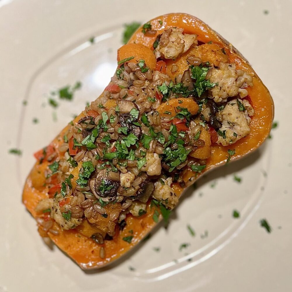 Baked Butternut Squash with Savory Stuffing