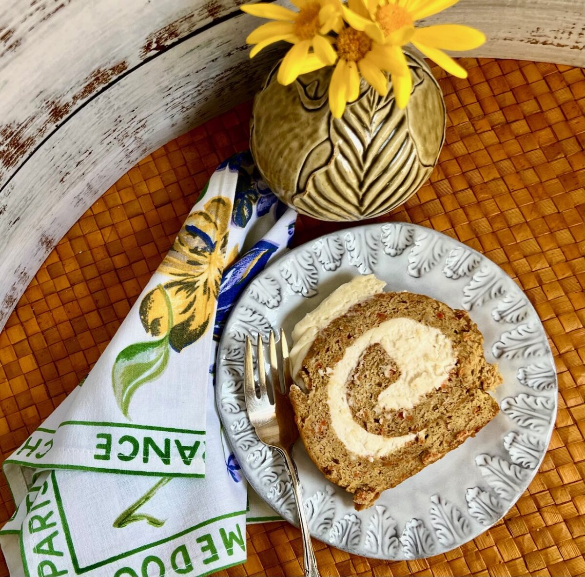 Carrot & Spice Roll Cake with Cream Cheese Marshmallow Filling | Flour & Fig